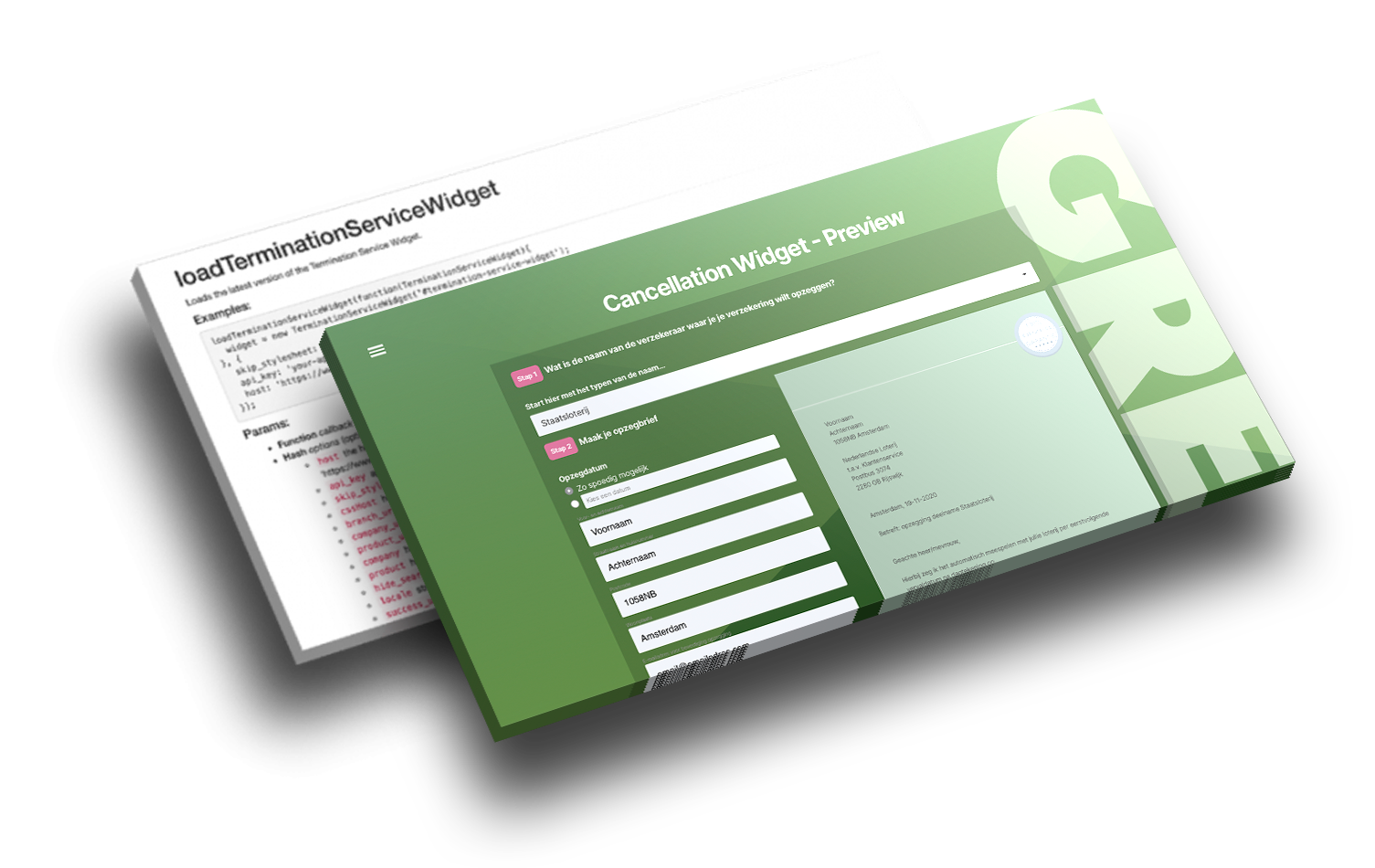 Voorbeeld van de GreenOnline opzegwidget